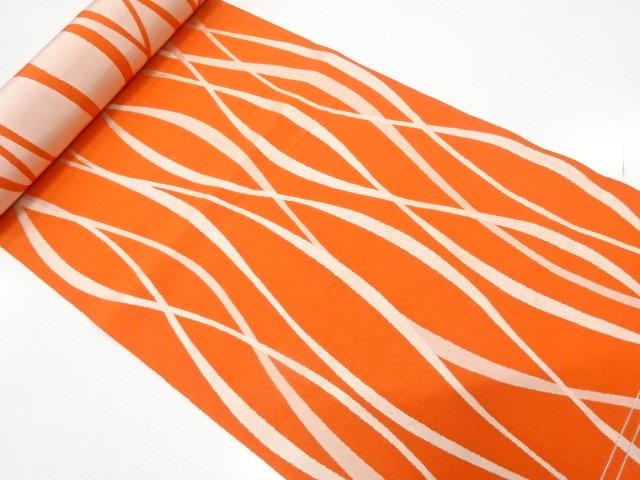 アンティーク　よろけ縞模様織り出し　八寸帯地反物